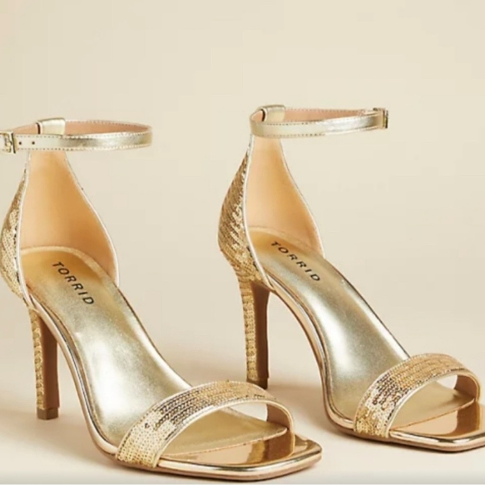 Torrid Gold Sequin Heels with Ankle Strap